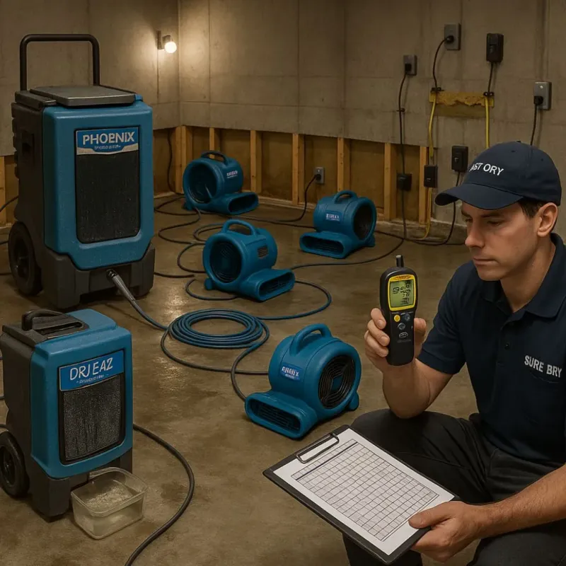 Structural Drying and Dehumidification process in Amelia, LA